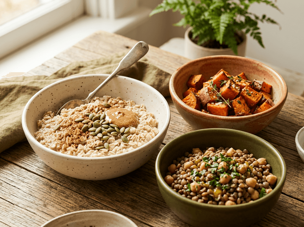 Comparação visual entre alimentos gatilho de dumping e alternativas seguras para pacientes bariátricos