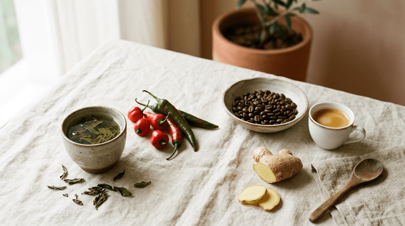 Termogênicos Naturais: Chá Verde, Pimenta, Café e a Evidência
