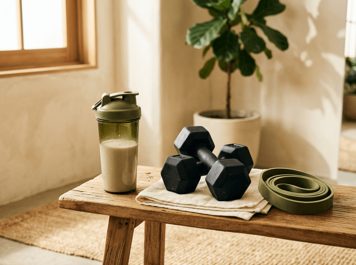 Fontes de proteína de alta qualidade como frango, ovos, iogurte grego, lentilha e peixe organizados em um prato