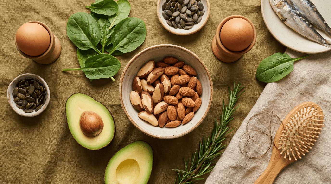 Queda de Cabelo Feminina: Alimentação, Nutrientes-Chave e O Que Comer