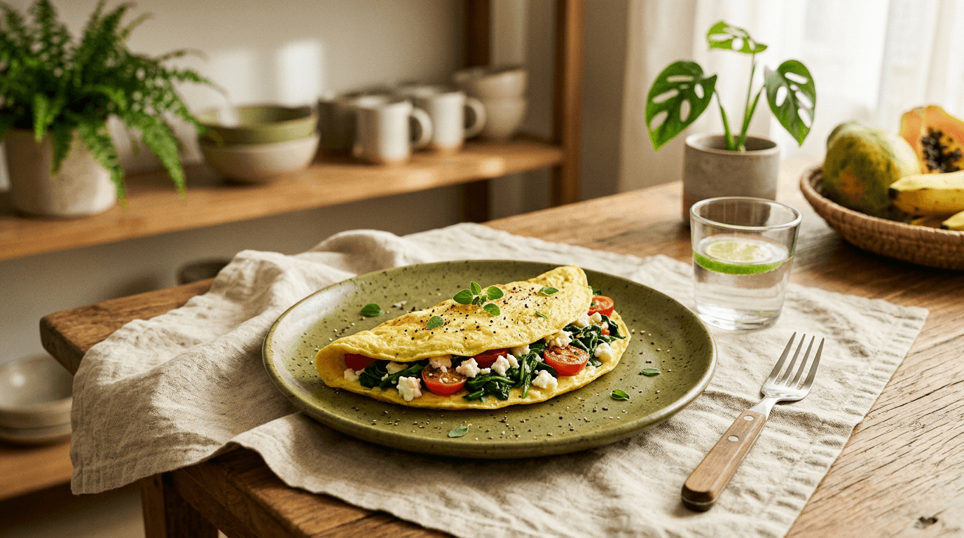 Omelete Proteica de Espinafre