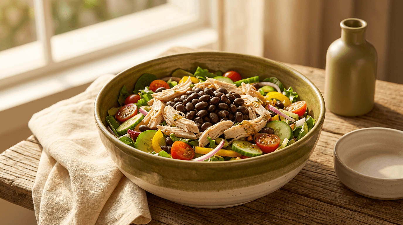 Salada Completa com Frango e Feijão