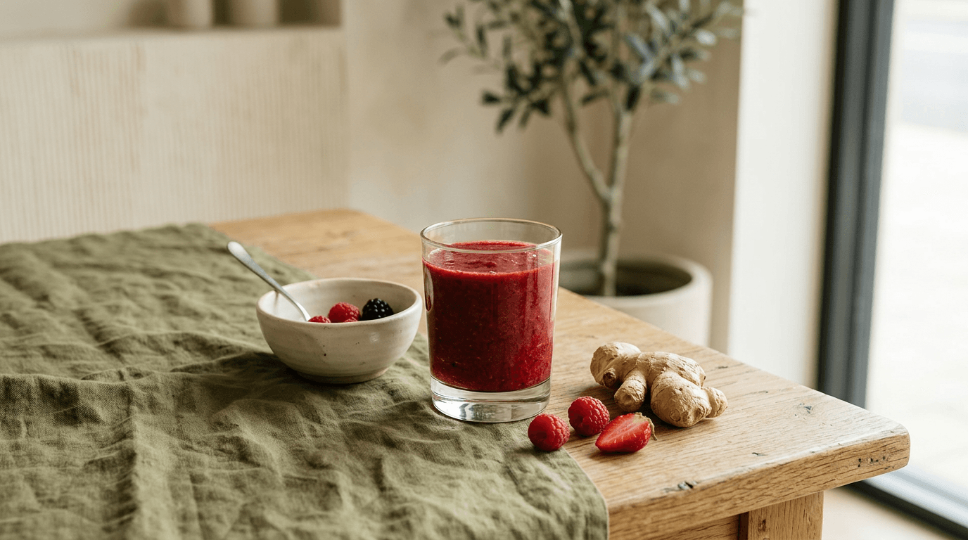 Shake de Frutas Vermelhas com Gengibre